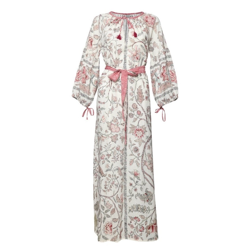 D'Ascoli Tuckahoe Floral Print Midi Dress Medium Boho Cottagecore Hand Woven - Picture 1 of 13